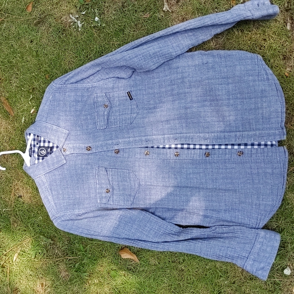 Men's large slim fit quicksilver grey button up dress shirt